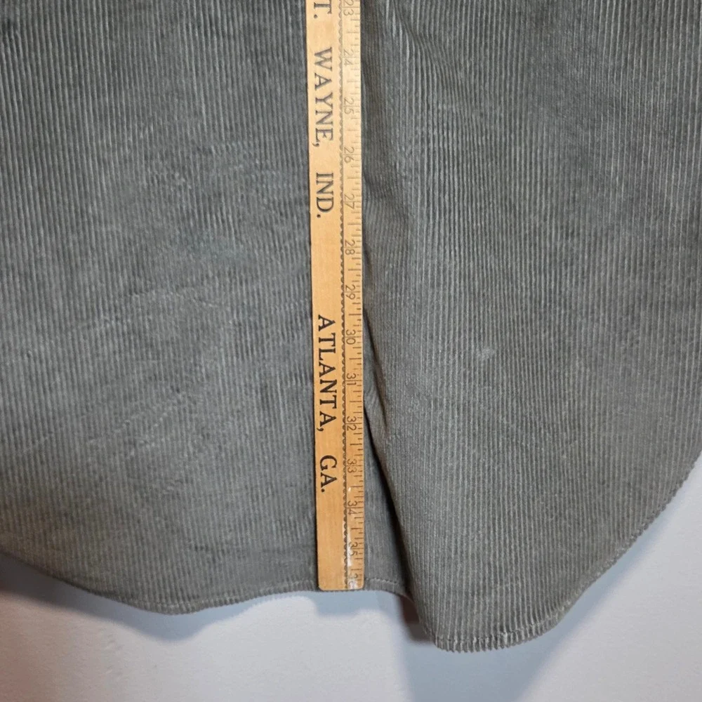 Gap Womens‎ Corduroy Shirt Dress Oversized Gray Green XS Soft Longline Pockets